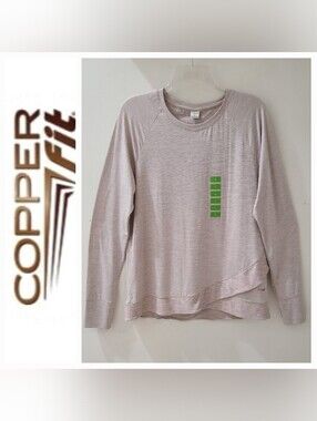 Copper Fit Long Sleeve Cross Front Top Rosewood Heather Sz L NWT